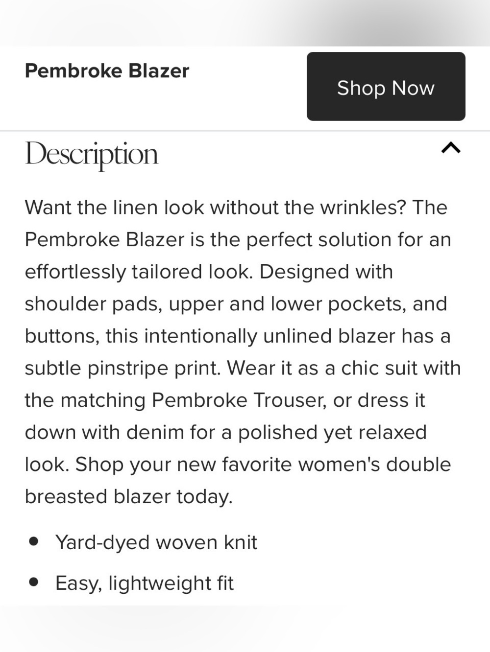 CAbi spring 2026 Pembroke Cream Double-Breasted Linen like Blend Blazer - Picture 5 of 6